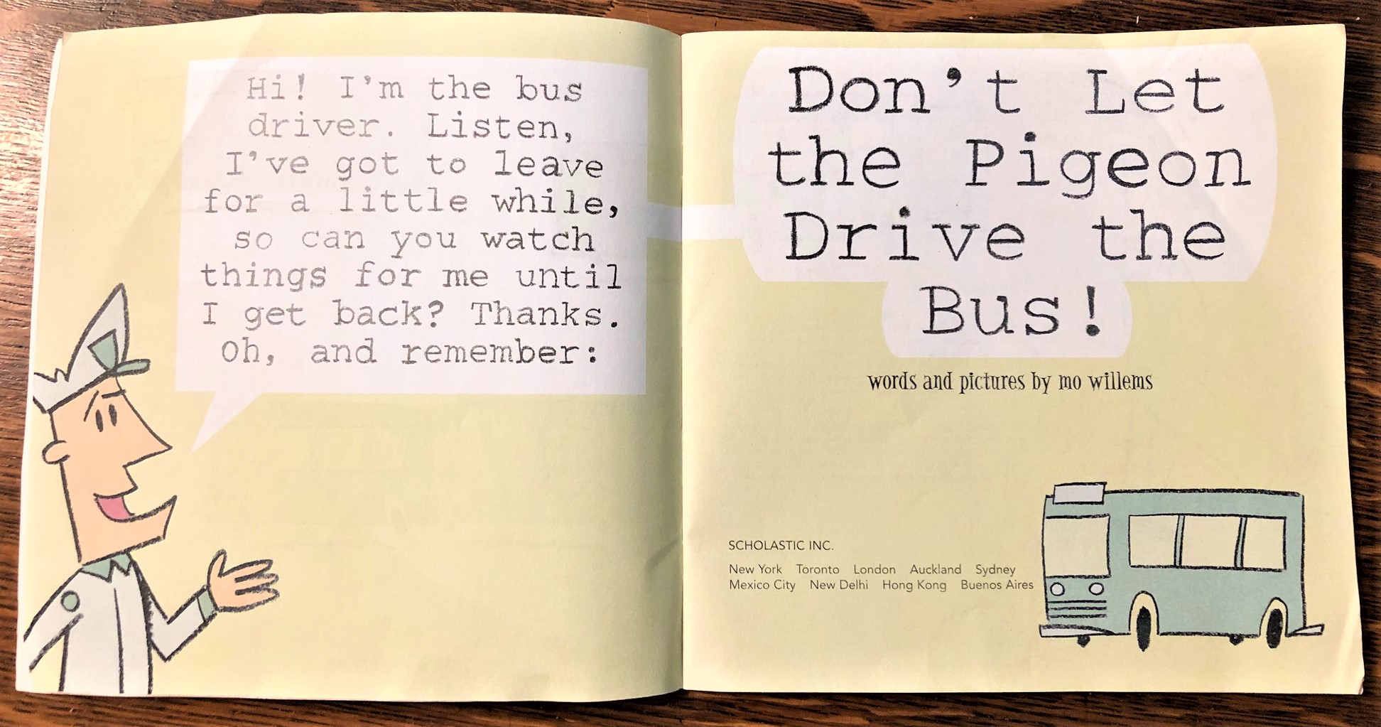 don't let the pigeon drive the bus first page